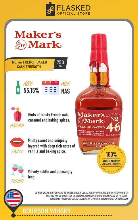 Maker's Mark No. 46 Cask Strength French Oaked Kentucky Straight Bourbon Whisky 750mL