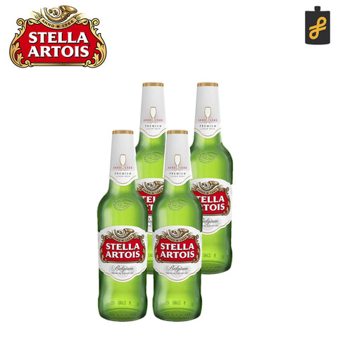 Stella Artois Belgian Beer 4 Bottles 330mL Expiration Date: MARCH 04, 2025