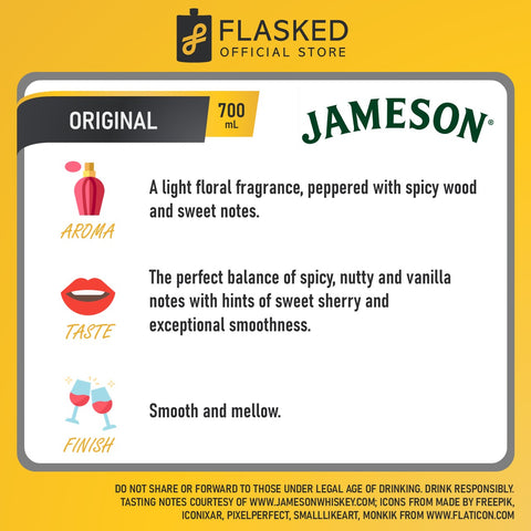 Jameson Irish Whiskey 700mL with FREE 1 Jameson Glass + FREE Glass & Bottle Engraving