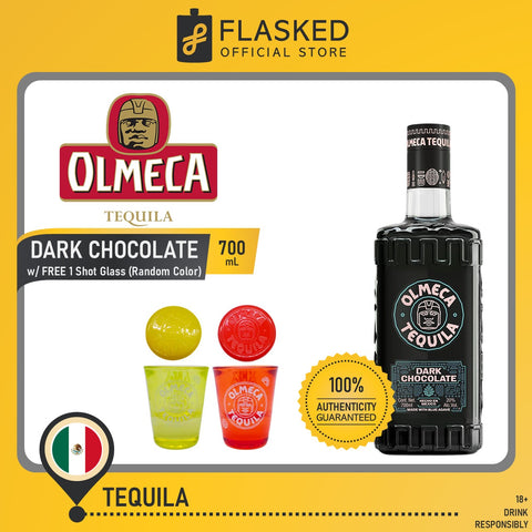 Olmeca Dark Chocolate Tequila 700ml w/ FREE 1 Shot Glass (Random Color)
