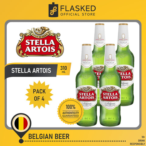 Stella Artois Belgian Beer 4 Bottles 330mL Expiration Date: MARCH 04, 2025