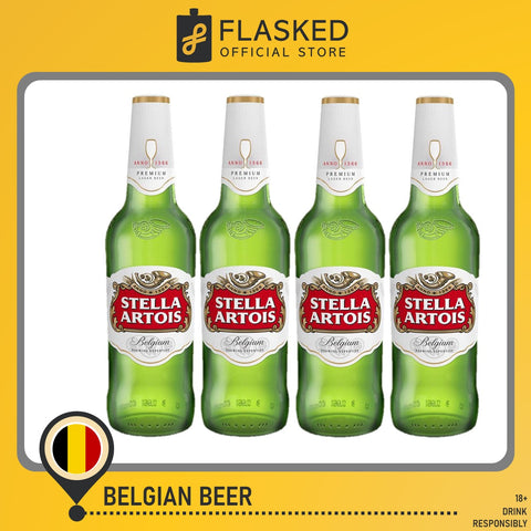 Stella Artois Belgian Beer 4 Bottles 330mL Expiration Date: MARCH 04, 2025