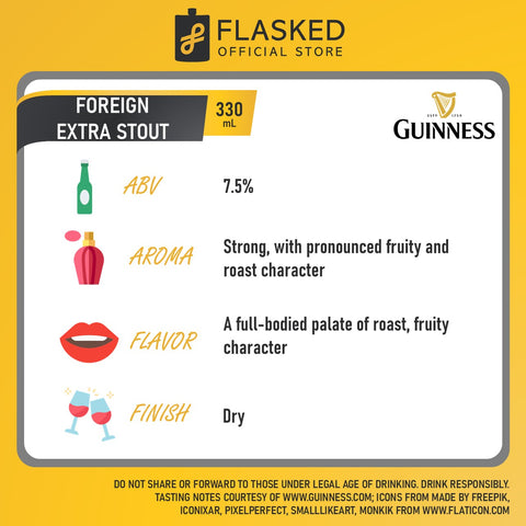 Guinness FES Foreign Extra Stout Irish Beer 6 Bottles 330mL