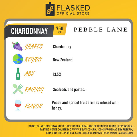 Pebble Lane Chardonnay White Wine 750ml w/ FREE Wine Glass