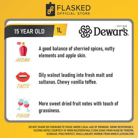 Dewars 15 Year Old Blended Scotch Whisky 1L