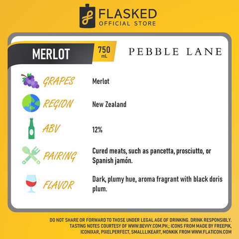 Pebble Lane Merlot Red Wine 750ml w/ FREE Wine Glass