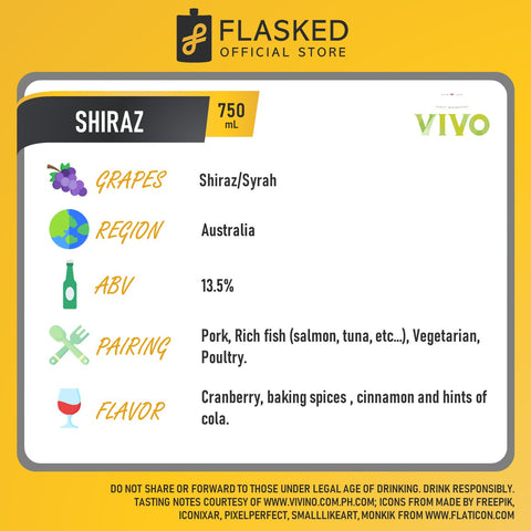 Vivo Shiraz Red Wine 750mL