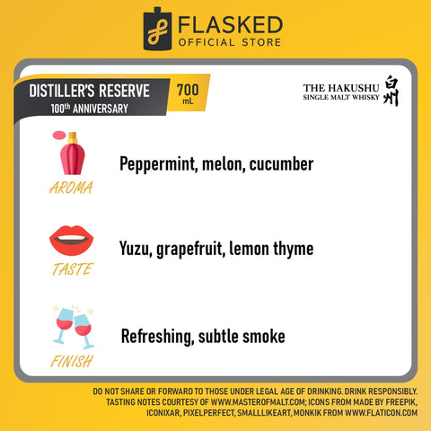 Hakushu Single Malt Whisky NAS Distillers Reserve 700mL 100th Anniversary Edition