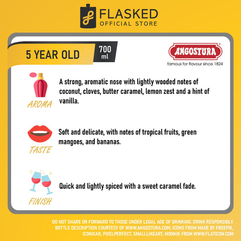 Angostura 5 Year Old Aged in Bourbon Cask Caribbean Rum 700mL