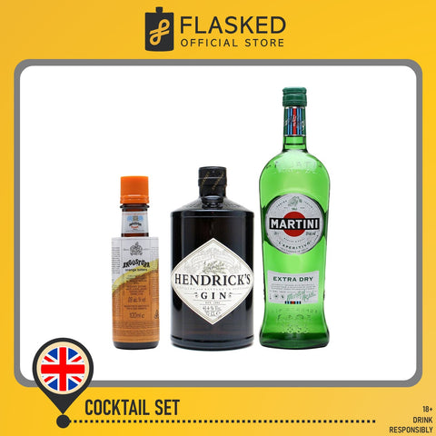 Martini Cocktail Set (Angostura Orange Bitters,Hendricks Gin, Martini Extra Dry Vermouth)