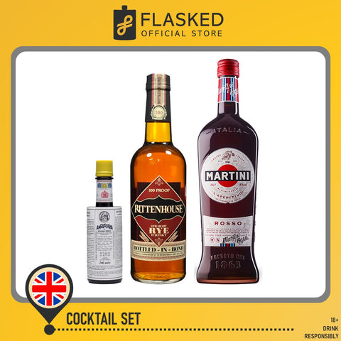 Manhattan Cocktail Set (Martini Rosso Vermouth 1L, Rittenhouse Rye Whisky 750ml, Angostura Bitters 200ml)