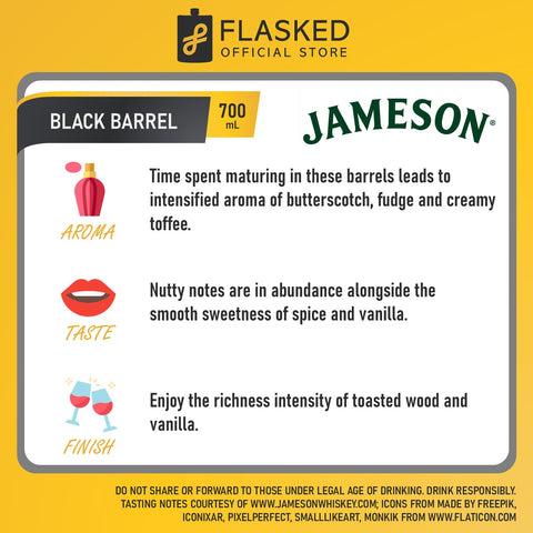 Jameson Black Barrel Irish Whiskey 700mL with FREE 1 Jameson Glass + FREE Glass & Bottle Engraving