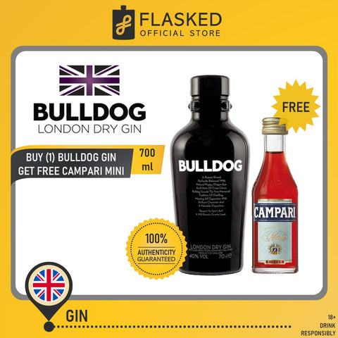 Bulldog London Dry Gin 700ml w/ Free Campari Bitter Mini 50mL