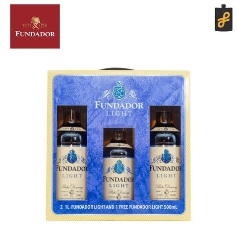 Fundador Light Brandy 1L (2) + Free Fundador Light Brandy 500mL Bundle
