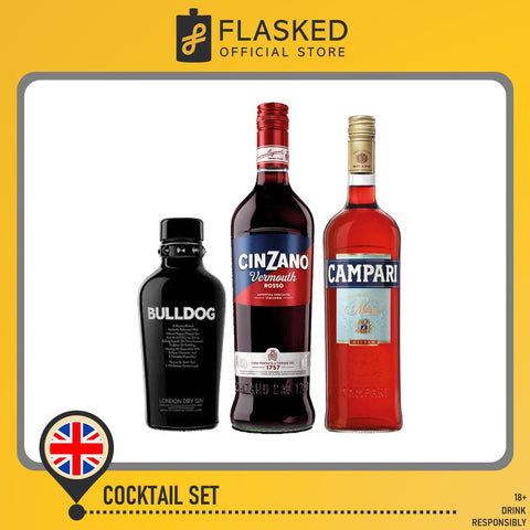 Negroni Bundle (Campari Bitter 750ml, Bulldog Gin 700ml, Cinzano Vermouth Rosso  1L)
