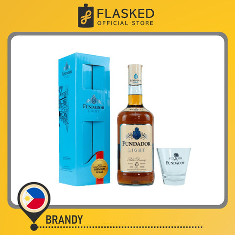 Fundador Light Brandy 1L w/ Brandy Glass Gift Pack