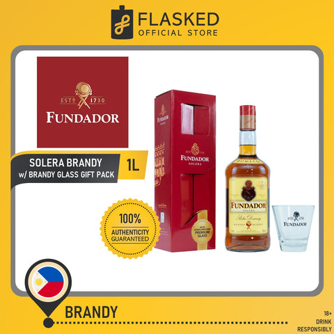 Fundador Solera Brandy 1L w/ Brandy Glass Gift Pack