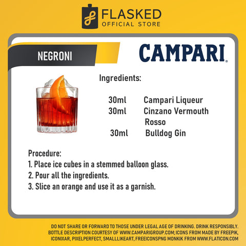 Negroni Bundle (Campari Bitter 750ml, Bulldog Gin 700ml, Cinzano Vermouth Rosso  1L)