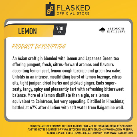 Setouchi Japanese Craft Gin Lemon 700mL