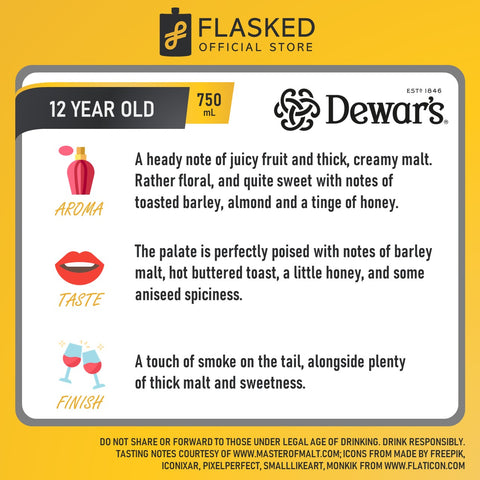 Dewars 12 Year Old Blended Scotch Whisky 750mL