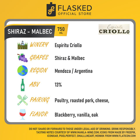 Espiritu Criollo Shiraz & Malbec Red Wine 750mL