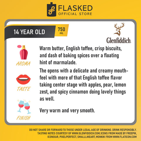 Glenfiddich 14 Year Old Bourbon Barrel Reserve Singlemalt Scotch Whisky 750mL