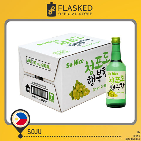 So Nice Soju Green Grape 360ml pack of 20
