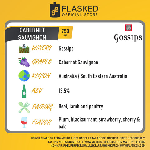 Gossips Cabernet Sauvignon Red Wine 750mL
