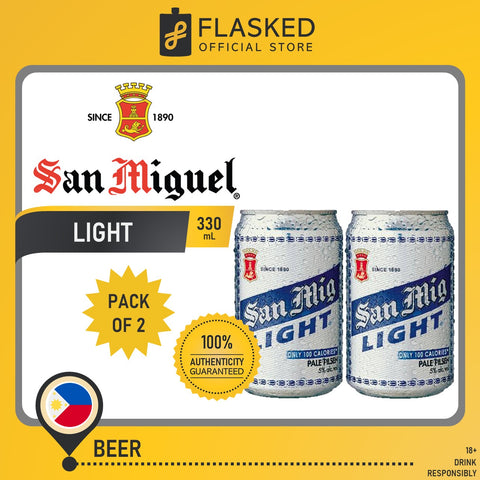 San Miguel Light Beer 2 Cans 330mL