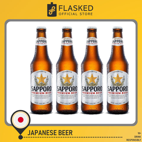 Sapporo Premium Japanese Beer 4 Bottles 330mL