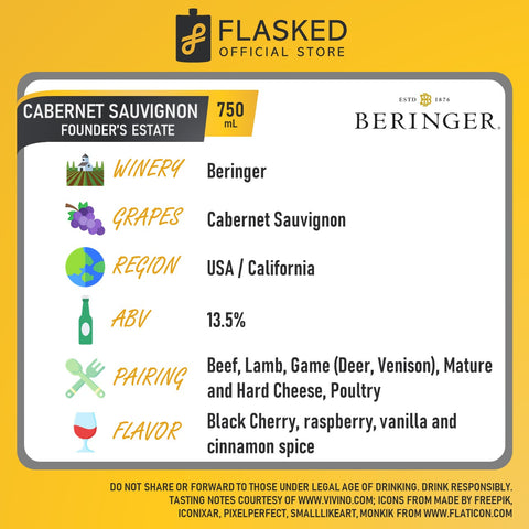 Beringer Founder's Estate Cabernet Sauvignon Red Wine 750mL
