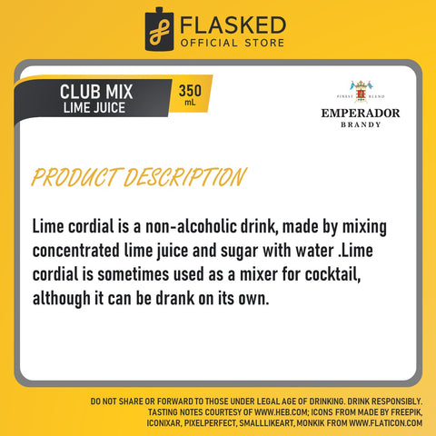 Club Mix Lime Juice Cordial Non-Alcoholic Mix 350mL