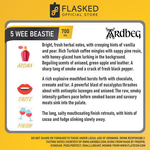 Ardbeg 5 Wee Beastie Single Malt Whisky 700mL