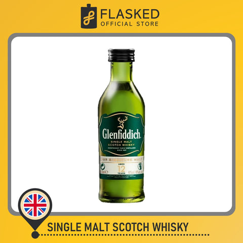 Glenfiddich 12 Year Old Single Malt Scotch Whisky Mini 50mL