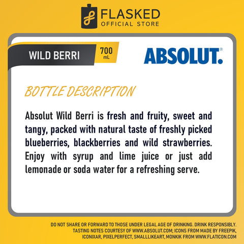 Absolut Wild Berri Vodka 700mL