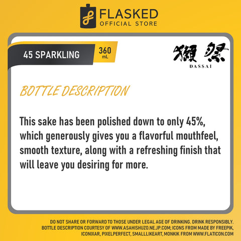 Dassai 45 Junmai Daiginjo Sparkling Sake 360mL