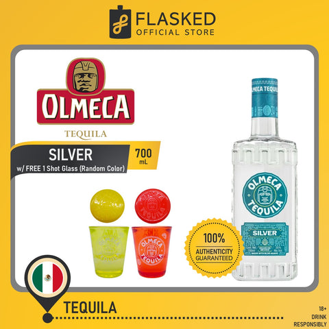 Olmeca Tequila Silver (Blanco) 700mL w/ FREE 1 Shot Glass (Random Color)