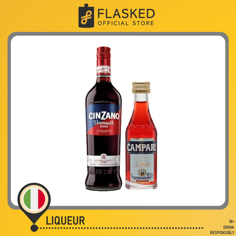 Cinzano Rosso Vermouth 1L w/ FREE Campari Bitter Mini 50mL