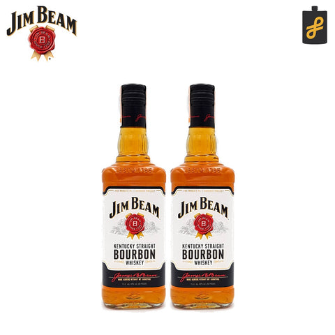 Jim Beam 2 Pack Bundle White Label Bourbon Whiskey 750mL