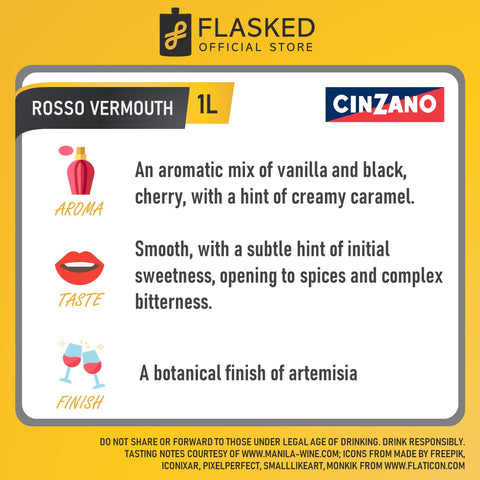 Cinzano Rosso Vermouth 1L w/ FREE Campari Bitter Mini 50mL
