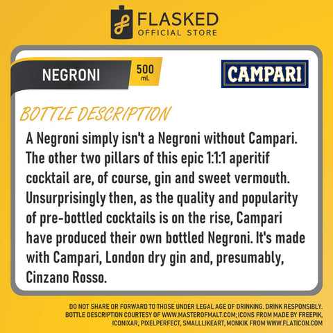 Campari Negroni 500mL 10%off w/ FREE glass