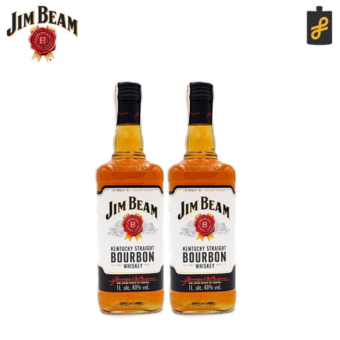 Jim Beam 2 Pack Bundle White Label Bourbon Whiskey 1L