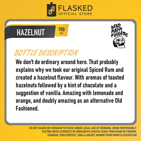 Dead Man's Fingers Hazelnut Flavored Rum 700mL W/ Free Skull Glass