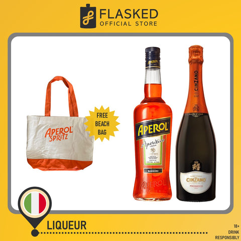 Aperol Spritz Duo (Cinzano Prosecco 750ml, Aperol 700ml) W/ Free Beach Bag
