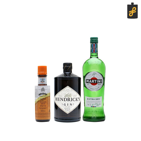 Martini Cocktail Set (Angostura Orange Bitters,Hendricks Gin, Martini Extra Dry Vermouth)