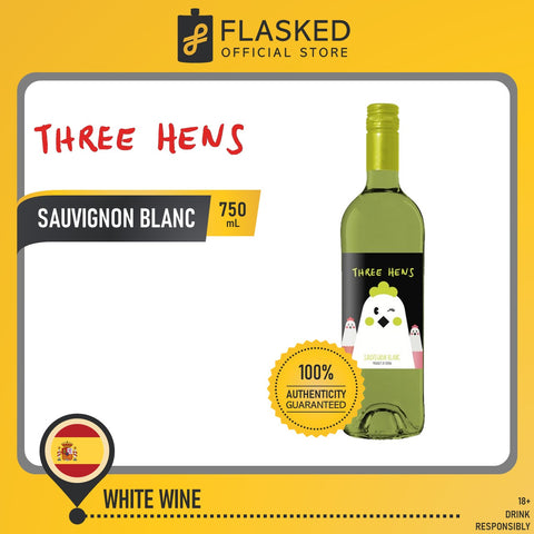 Three Hens Sauvignon Blanc 750ml w/ FREE Wine Bag and Wine Glass