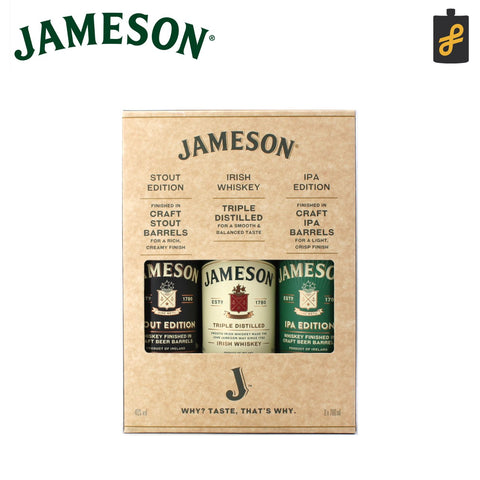 Jameson Trilogy Gift Pack Irish Whiskey Original, Stout Edition, & IPA Edition 700mL