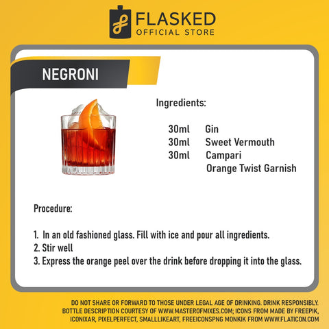 Negroni Cocktail Set (Bombay Sapphire 750ml, Martini Rosso Vermouth 1L, Campari Bitter 750ml)