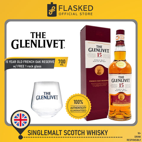 Glenlivet 15 Year Old Whisky 700mL w/ FREE 1 rock glass