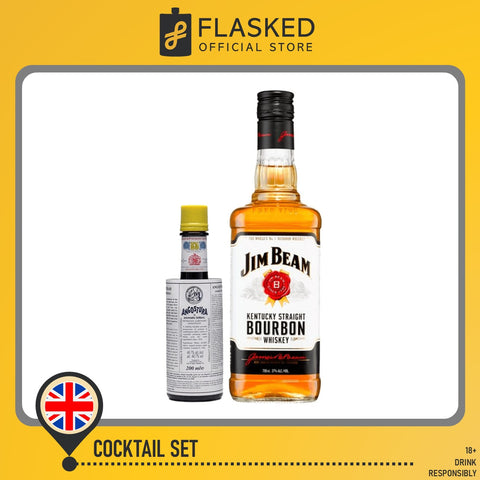 Old Fashioned Cocktail Set (Jim Beam Bourbon 750ml, Angostura Bitters 200ml)